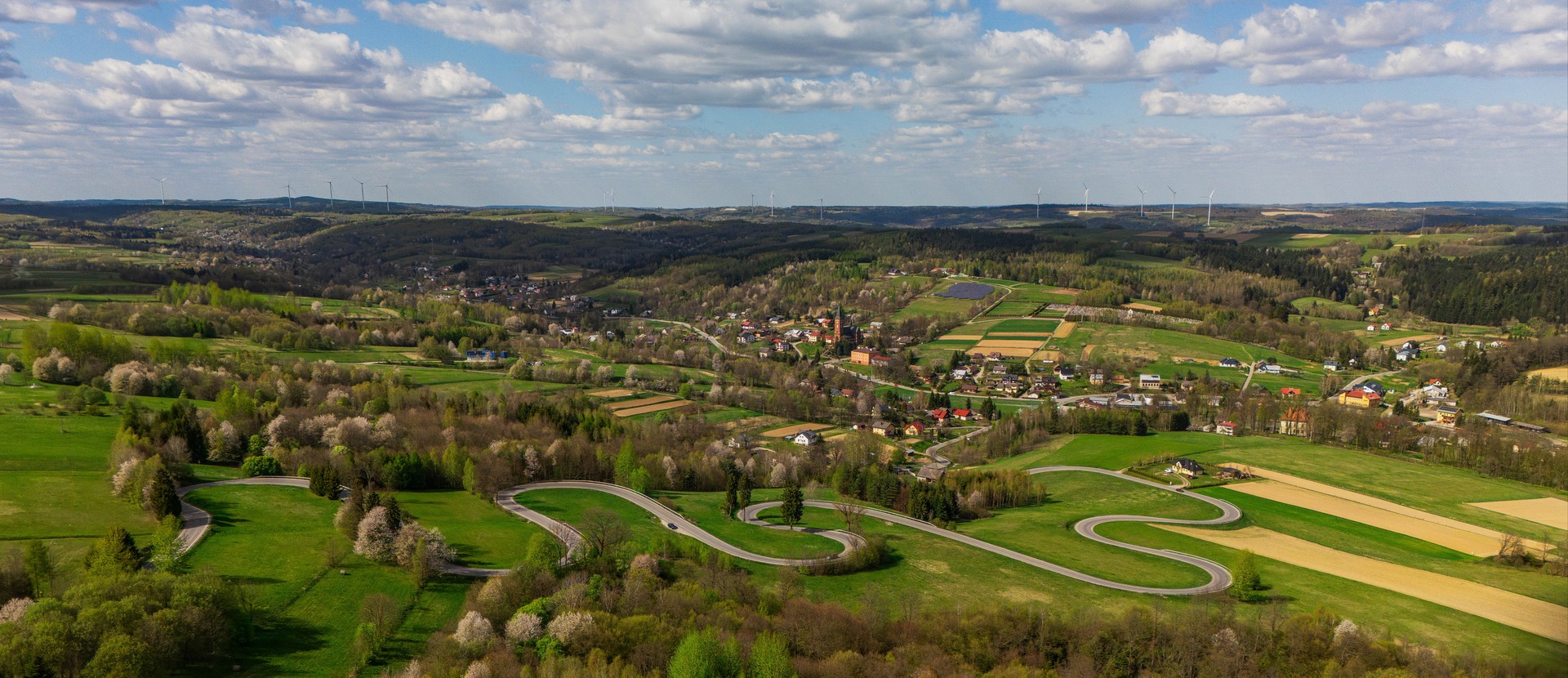 panorama Gminy Nozdrzec z lotu ptaka